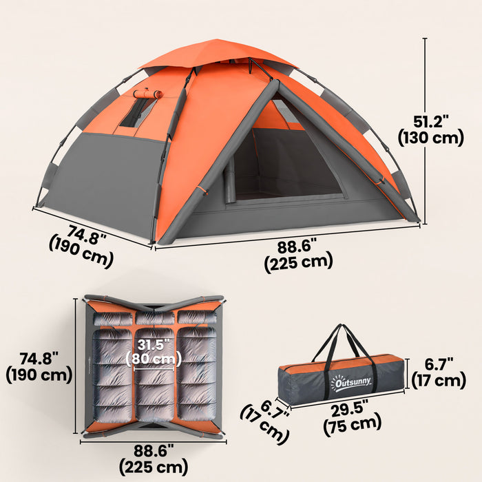 Tente de camping pop-up Outsunny, avec sac de transport, 3000 mm etanche
