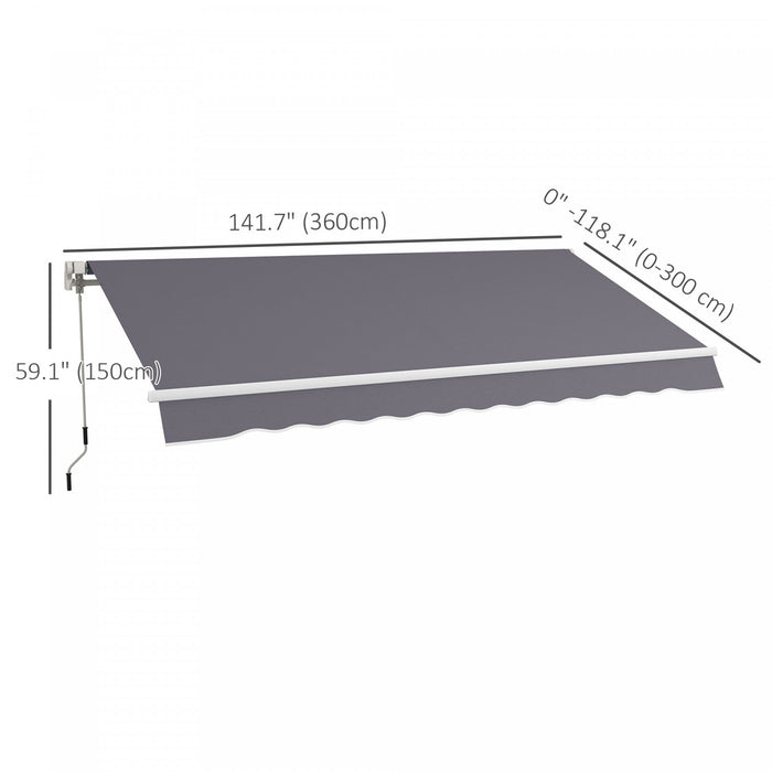 Outsunny Auvent Retractable Manuel Pare-soleil, Gris Fonce