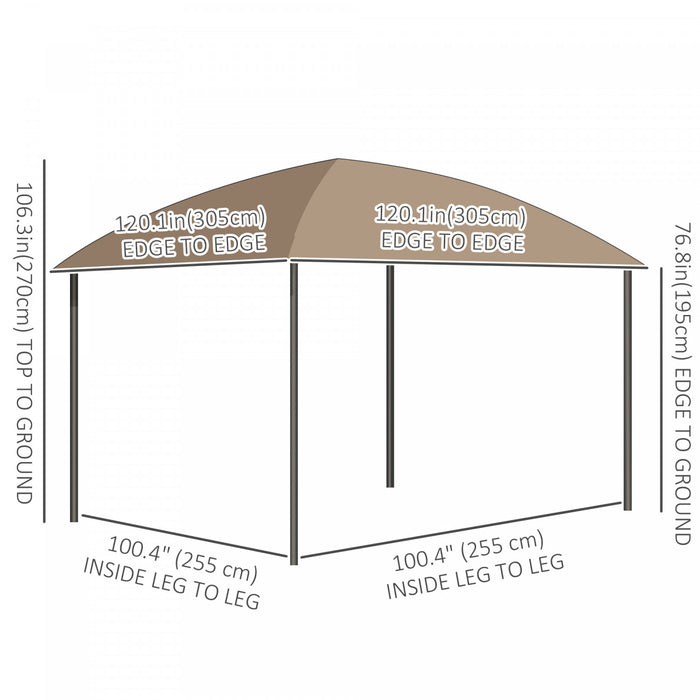 Outsunny Tonnelle A Toit Rigide 10 X 10 Pi En Polycarbonate Uv60+, Kaki