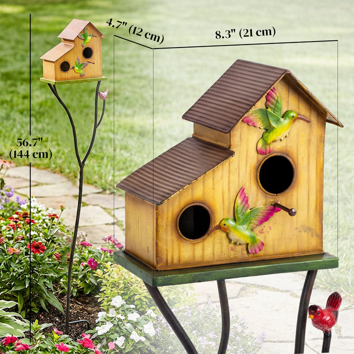 Outsunny Nichoir d'Exterieur en Metal avec Pied, Decoration 144 cm, Jaune