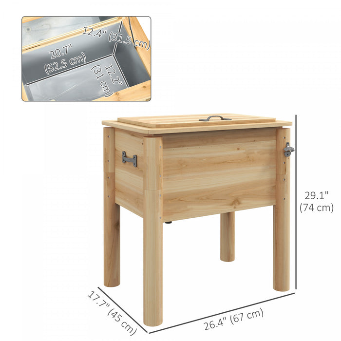 Outsunny - Refroidisseur de patio en bois de 54 litres, table refrigerante d'exterieur, finition naturelle
