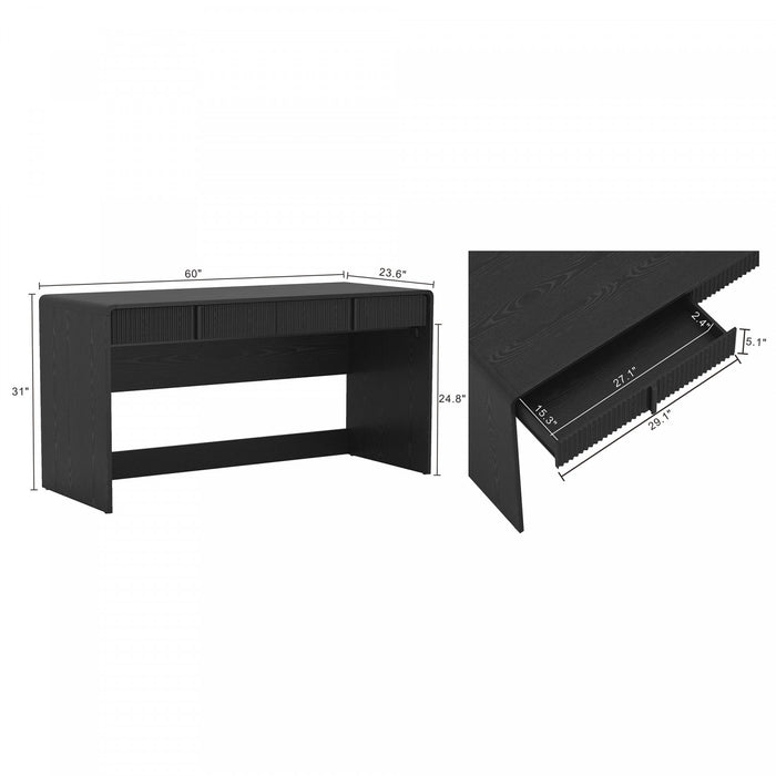 Bureau d'ecriture contemporain Novara 60\" en noir (2 tiroirs)