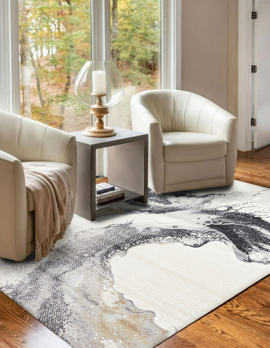 Tapis Contemporain/Moderne Bloom 5'0\" x 8'0\" en Ivoire