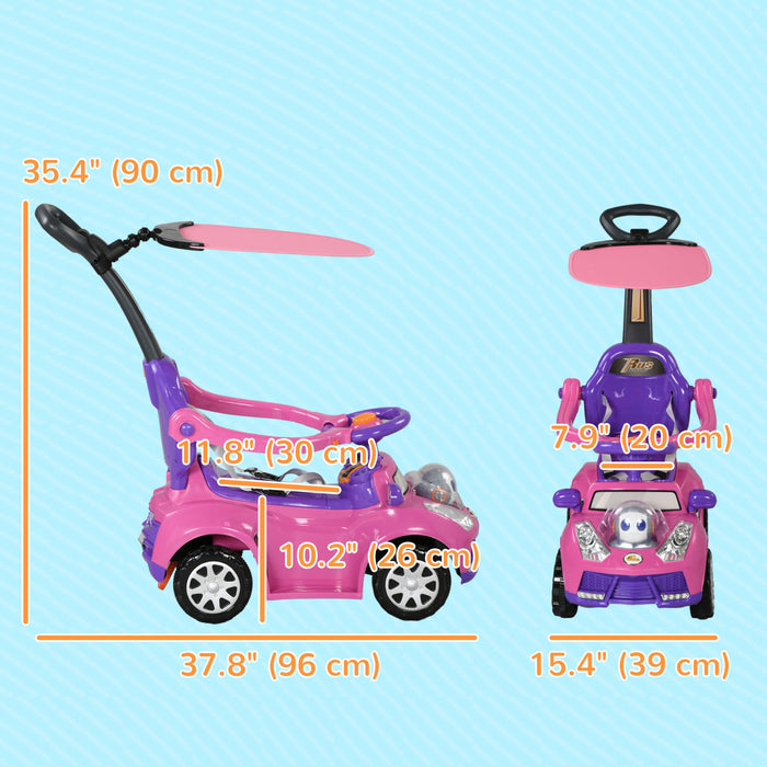 Qaba Voiture 3 En 1 Pour Enfants Voiture Coulissante Pour Tout-petit, Rose