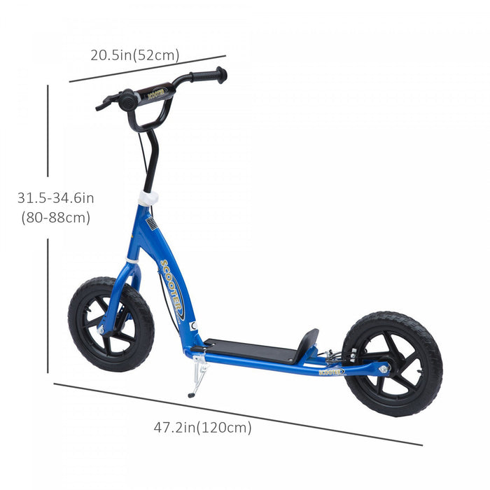 Homcom Trottinette De Cascade Reglable Pour Enfants Avec Pneu De 12\" (bleu)