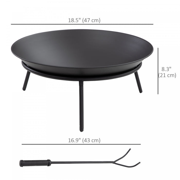 Outsunny Foyer, Foyer Portable Avec Tisonnier, Noir
