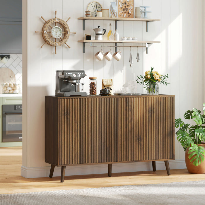 HOMCOM Buffet moderne cannele avec etageres reglables, Brun fonce