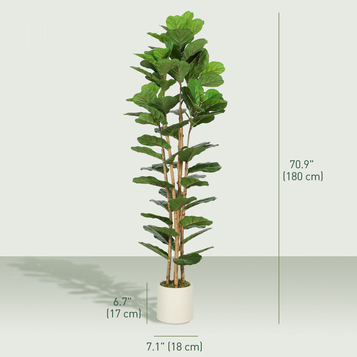 HOMCOM Faux Figuier Lyre, Arbre Artificiel 6\" pour Decor Interieur