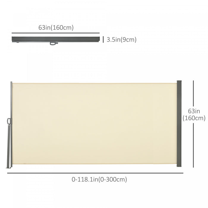 Outsunny Ecran De Confidentialite Pliant Pour Auvent Lateral 118 X 63 Creme