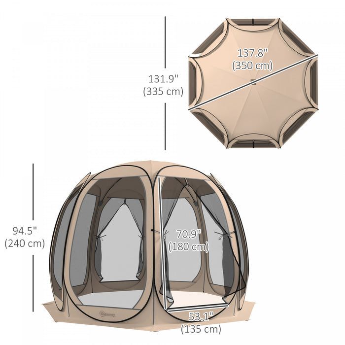 Outsunny Tente Moustiquaire , Tonnelle Escamotable Avec 2 Portes, Beige