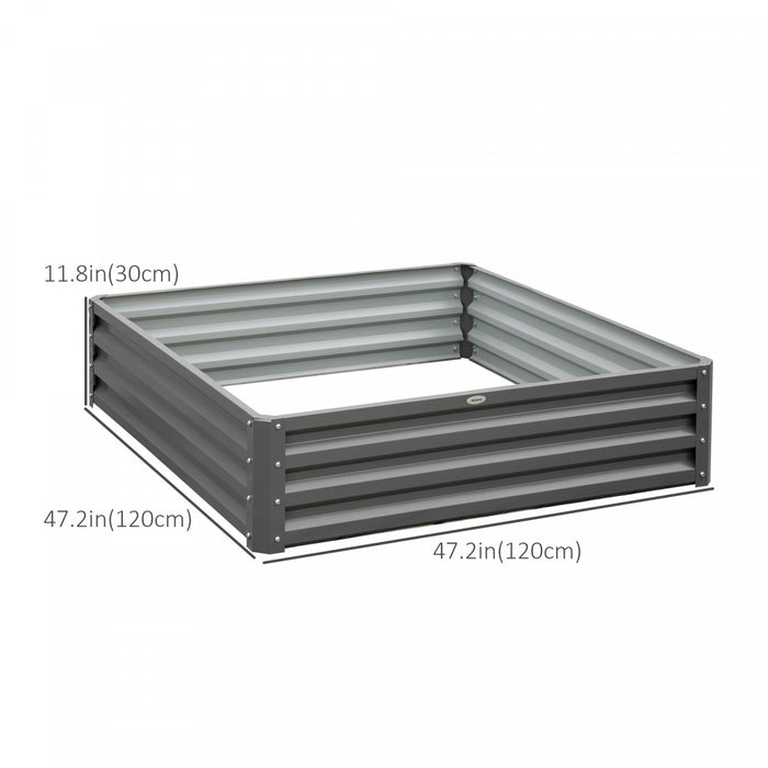 Outsunny Jardiniere Surelevee En Acier Galvanise 4 Pi X 4 Pi X 1 Pi Pour Legumes, Fleurs, Herbes, Gris Clair