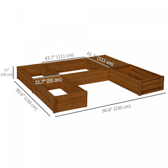 Outsunny Ensemble de plates-bandes surelevees a cinq boites, marron fonce