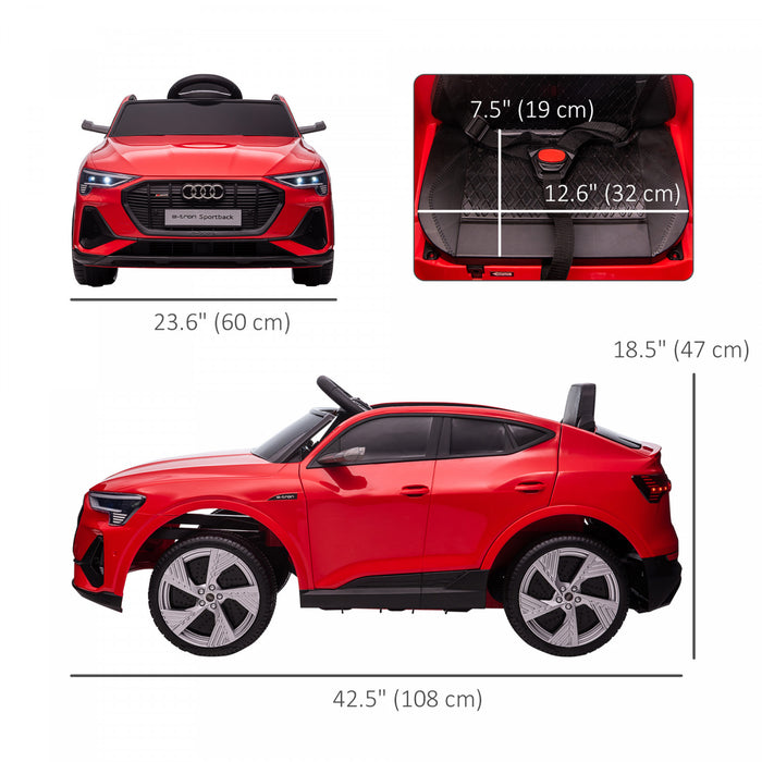 Aosom 12v Voiture Electrique Enfant, Jouet A Piles Avec Telecommande Parent, Ceinture De Securite, Lumieres Led, Musique Et Klaxon, Pour 3-5 Ans, Rouge