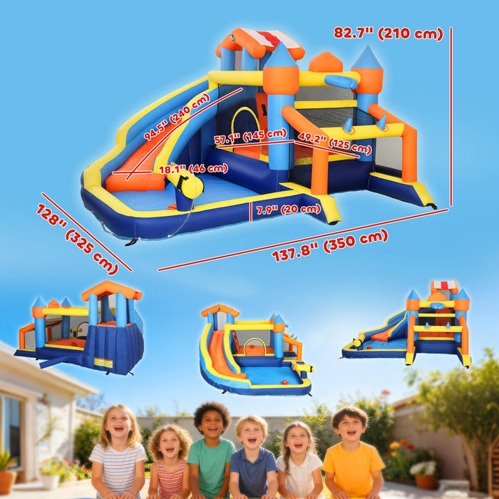 Chateau Gonflable Qaba avec Toboggan, Piscine/Piscine a Balles pour Interieur et Exterieur