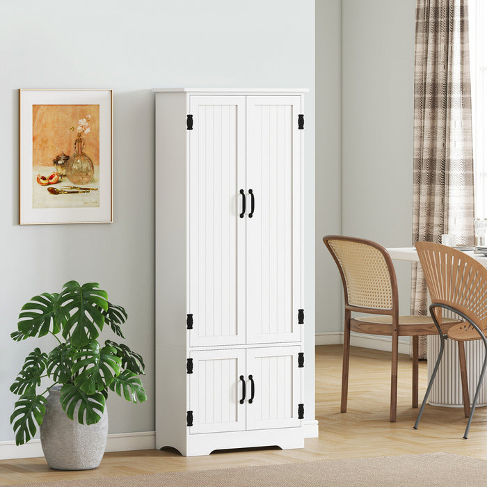 HOMCOM Garde-manger de cuisine 60 po, meuble de rangement, blanc