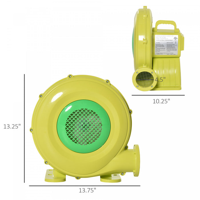 Outsunny Depoussierant Puissant Electrique Bombe D'air Comprime Souffleur Electrique Pompe A Air Electrique Compact Portable Pour Maison Gonflable Chateau Gonflable Piscine Pneumatique Jaune Vert