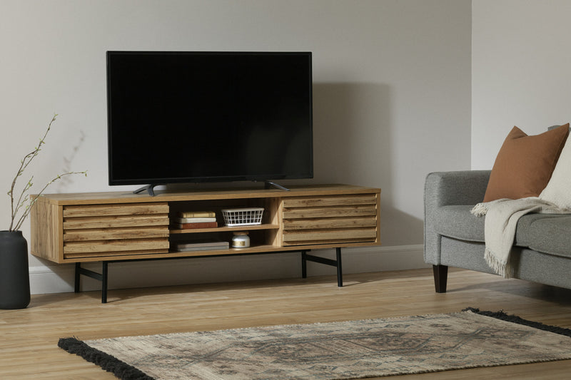 Meuble pour téléviseur Mezzy avec tiroirs - chêne nordique