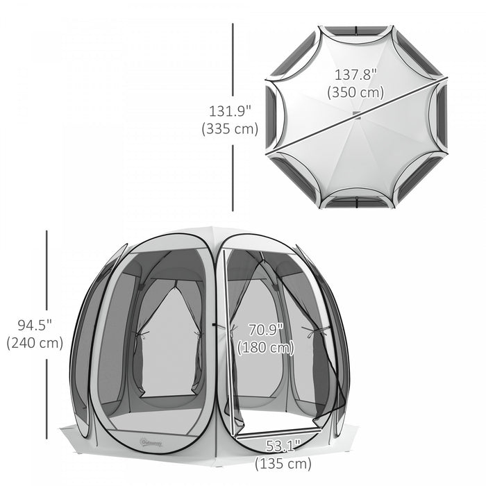 Outsunny Tente Moustiquaire , Tonnelle Escamotable Avec 2 Portes, Creme