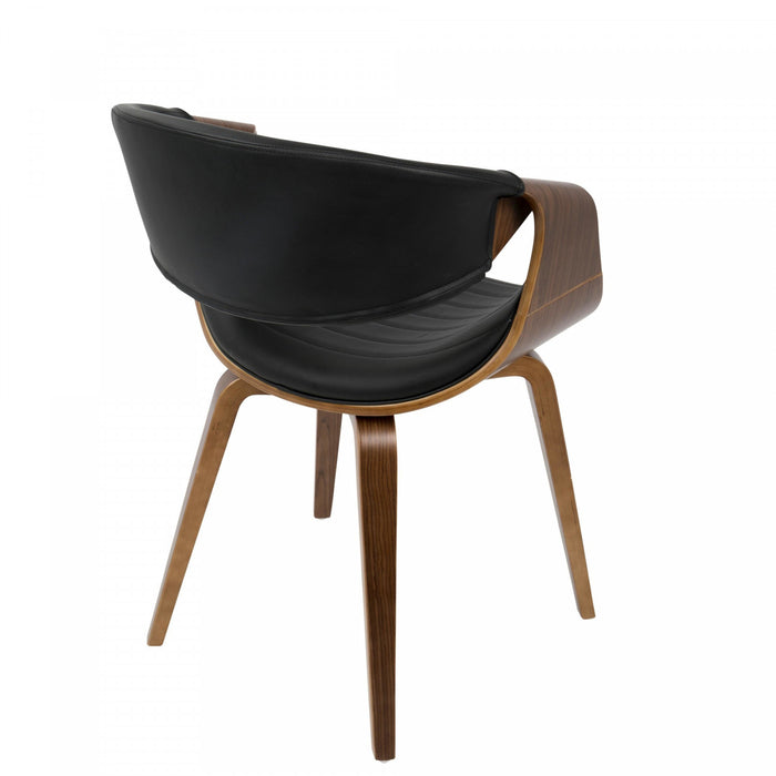 Chaise d’appoint de salle à manger moderne du milieu du 20e siècle Symphony en similicuir - noyer et noir