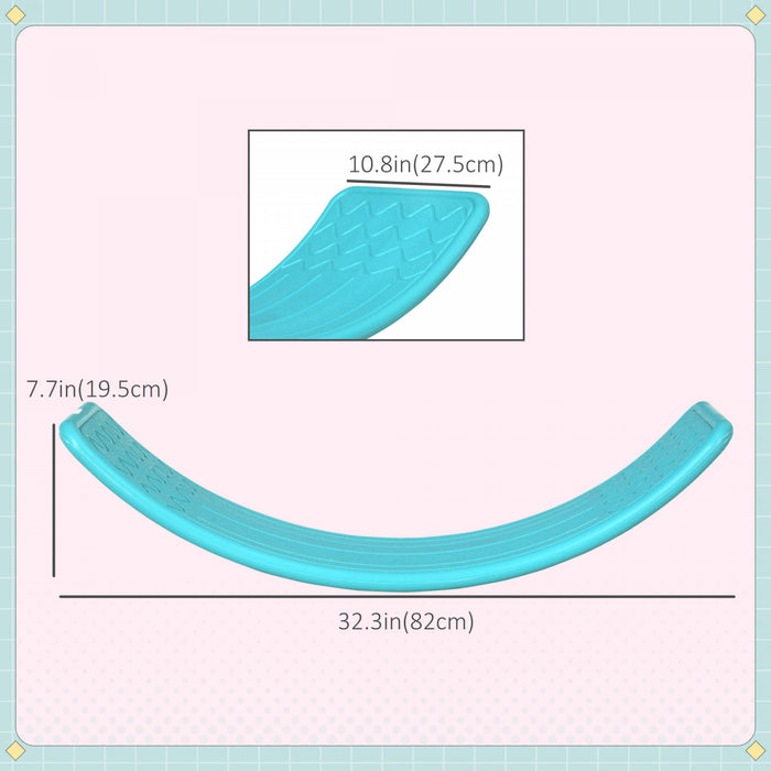 Qaba 32,3\" Planche D'equilibre, Planche A Bascule Courbee, Jouet Montessori Waldorf D'apprentissage Prescolaire, De 3 A 6 Ans, Bleu