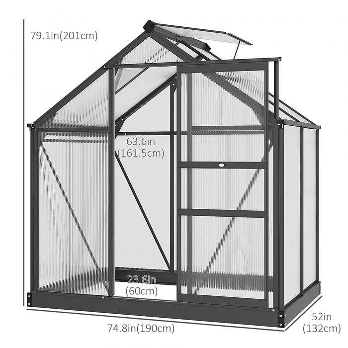 Outsunny Serre Chaude De Jardin De Plain-pied Avec Porte Coulissante