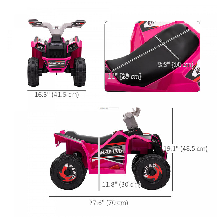 Aosom Quad 6 V Pour Enfants, Vehicule Electrique Alimente Par Batterie Pour Enfants Avec Roues Resistantes A L'usure, Pour Garcons Et Filles Ages De 18 A 36 Mois, Rose