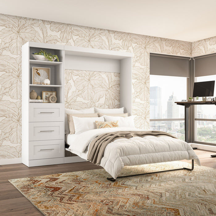 Lit double escamotable mural Pur de Bestar de 84 po avec tiroirs - blanc