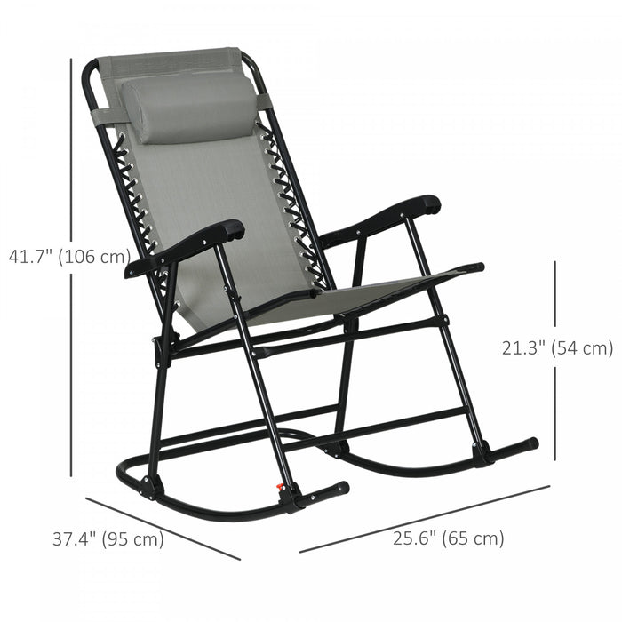 Outsunny Ensemble De 2 Chaises A Bascule Pliables Pour Patio, Gris
