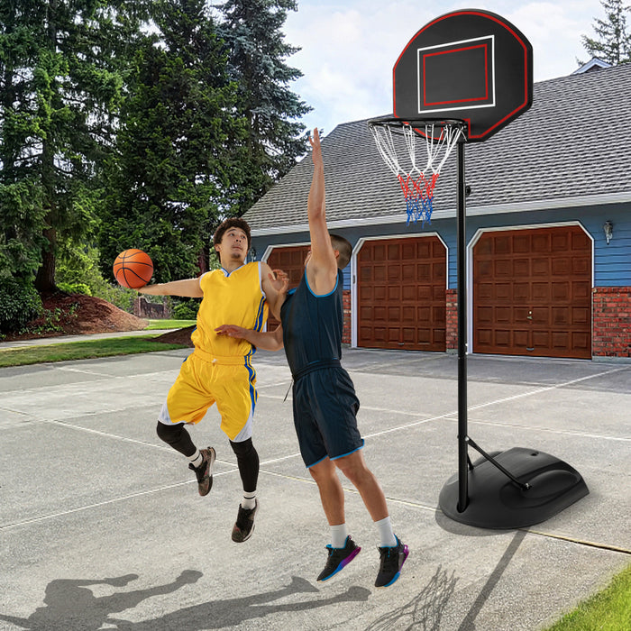 Systeme De But De Basket-ball Portable Reglable De 5,5 A 7,5 Pieds Avec Panneau Arriere De Basket-ball Incassable