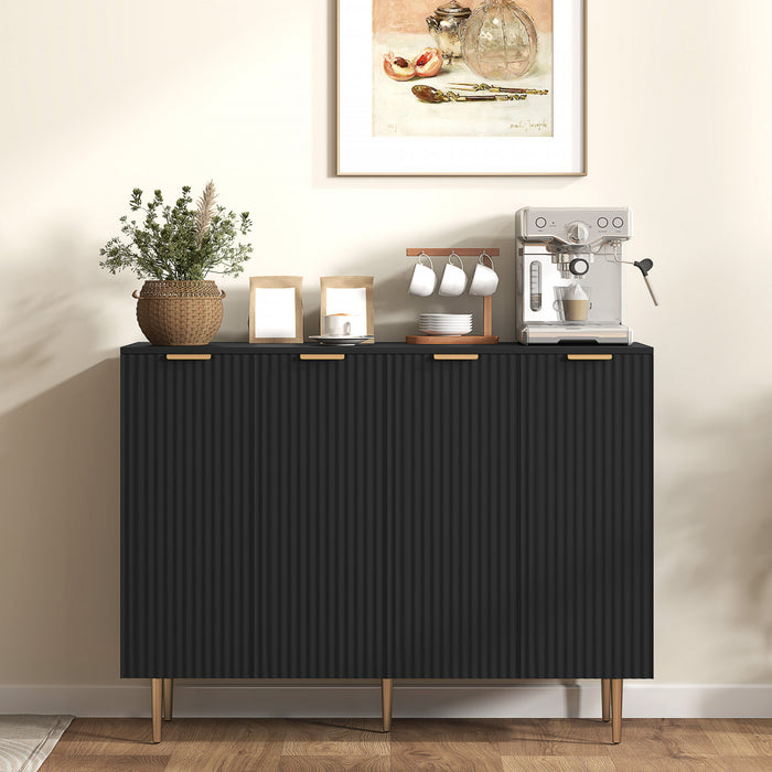 HOMCOM Buffet avec etageres reglables, Noir