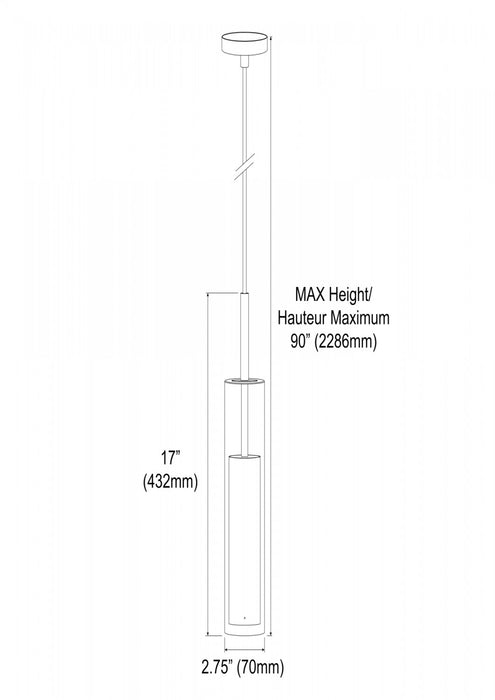 Luminaire suspendu Luna de Dainolite en verre transparent, avec fini blanc et ampoule à DEL de 6 W
