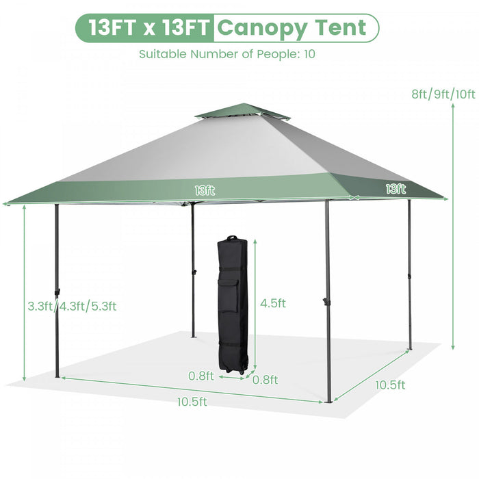 Tonnelle Pop-up 4x4 M Reglable En 3 Hauteurs Avec Sac A Roulettes, Gazebo Anti Uv Et Etanche Avec Cadre Robuste En Metal, Pavillon Instantane Pour Jardin, Patio, Arriere-cour