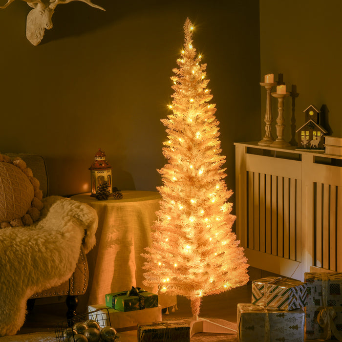 HOMCOM Sapin de Noel artificiel pre-illumine 150 cm avec LED blanc chaud