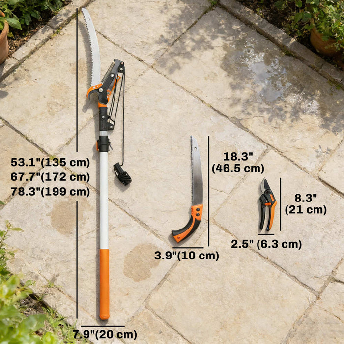Outsunny Scie a Perche Manuelle de 6,5 Pieds, Scie d'Elagage et Secateur