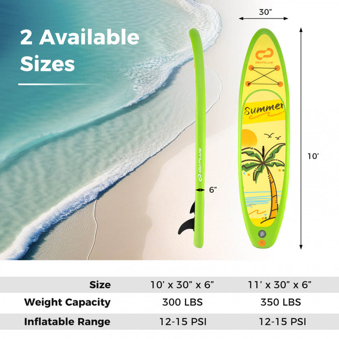 Petite Planche Gonflable De Sup Goplus, Planche De Pagaie Portable Avec Des Anneaux 5d