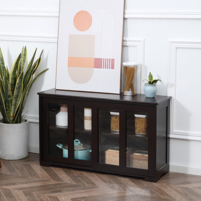 HOMCOM Buffet de cuisine modulable avec porte coulissante vitree