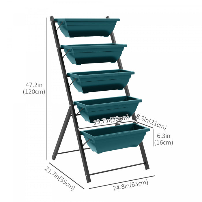 Outsunny Jardin Sureleve A 5 Niveaux Avec 5 Bacs De Plantation, Bacs De Culture Pour L'exterieur Avec Des Trous D'ecoulement Pour Le Balcon, Le Patio Et L'exterieur