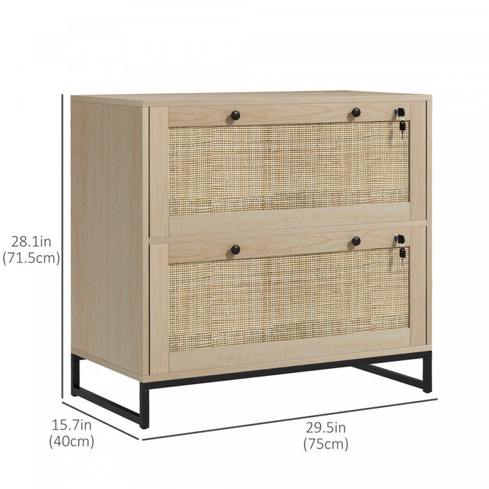 Vinsetto Classeur Verrouillable Avec Barre De Suspension, Naturel