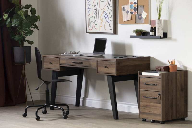 Helsy Bureau de travail avec barre d'alimentation intégrée Noyer naturel, de Meubles South Shore