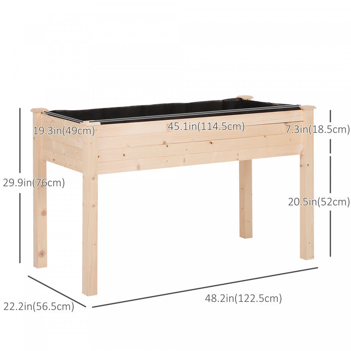 Outsunny Jardiniere Sur Pieds Potager Dim. 122l X 56l X 76h Cm Inserts D\u0092irrigation + Feutre De Drainage Inclus Bois Massif Sapin