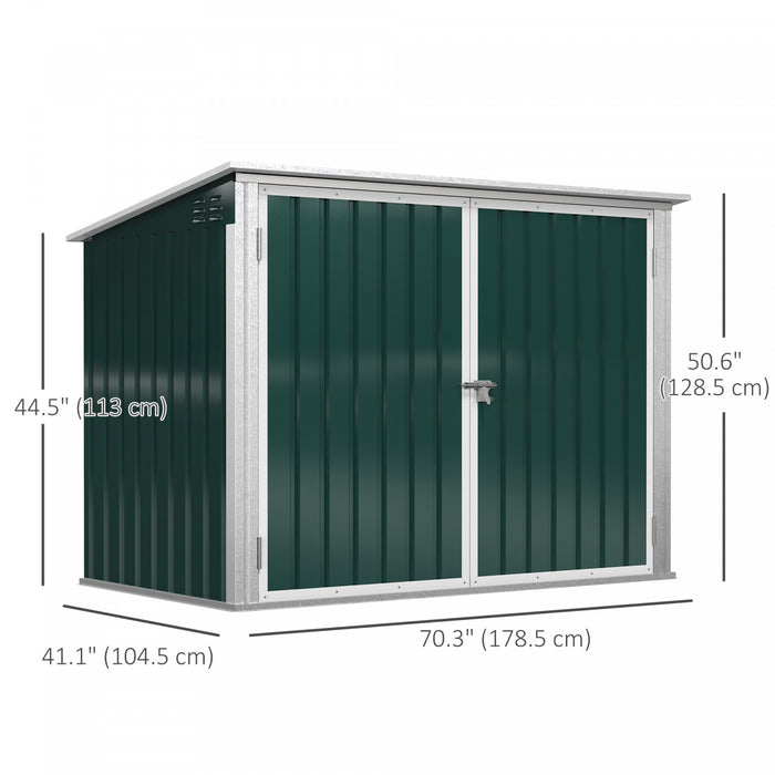 Outsunny Abri Poubelle Armoire De Rangement Exterieure En Acier A Roulettes Avec Double Porte Et Couvercle Pour 2 Poubelles