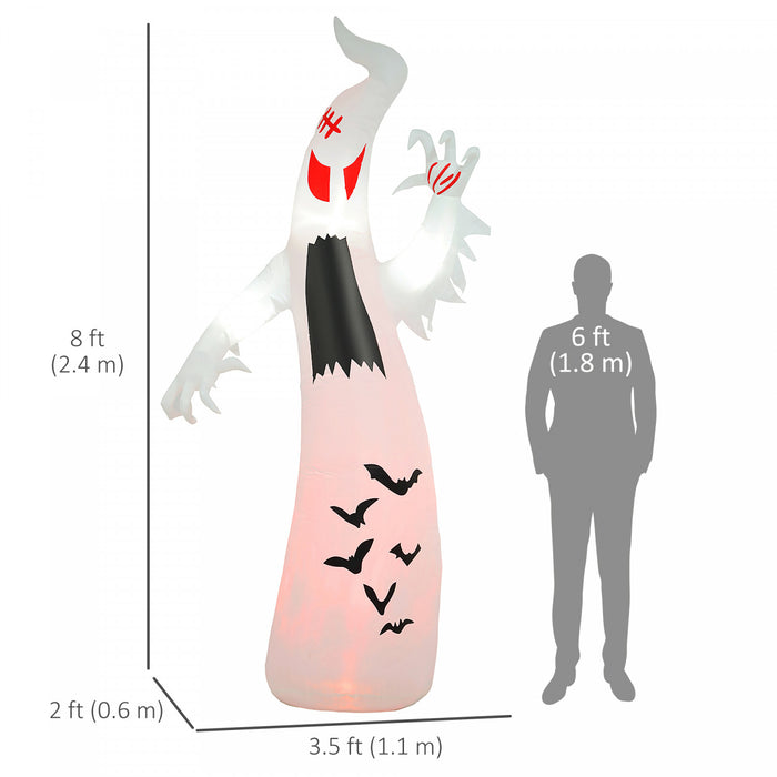 Outsunny Fantome Effrayant Gonflable D'halloween De 8pi Avec Chauves-souris