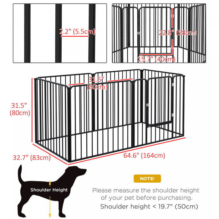 Pawhut Parc Pour Chien, 6 Panneaux De 31.5\" De Hauteur En Acier, Parc D'exercice Pour Chiots, Design Diy, Exterieur Interieur, Pour Petits Et Moyens Chiens.