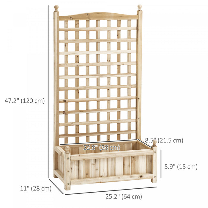Outsunny Lit de jardin sureleve jardiniere en bois en treillis bois naturel