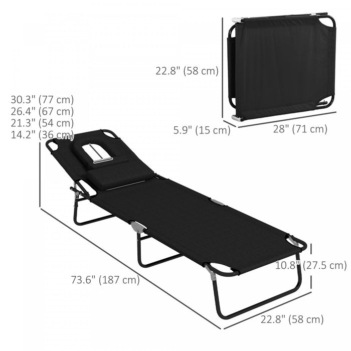 Outsunny 2pcs Chaise Longue Reglable, Chaise Longue Pliante Pour Le Jardin