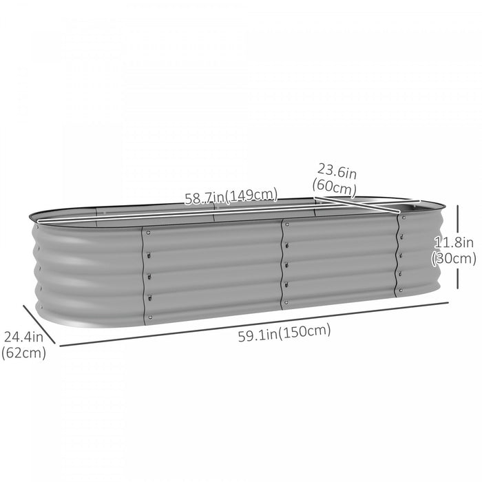Outsunny Kit De Jardiniere Surelevee Galvanisee De 4,9' X 2' X 1', Jardiniere Surelevee En Metal Avec Bordure De Securite, Pour Fleurs, Herbes, Plantes Grasses, Argente