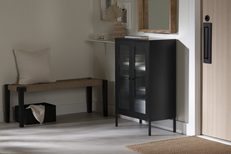 Armoire décorative Kodali avec portes en verre - noire