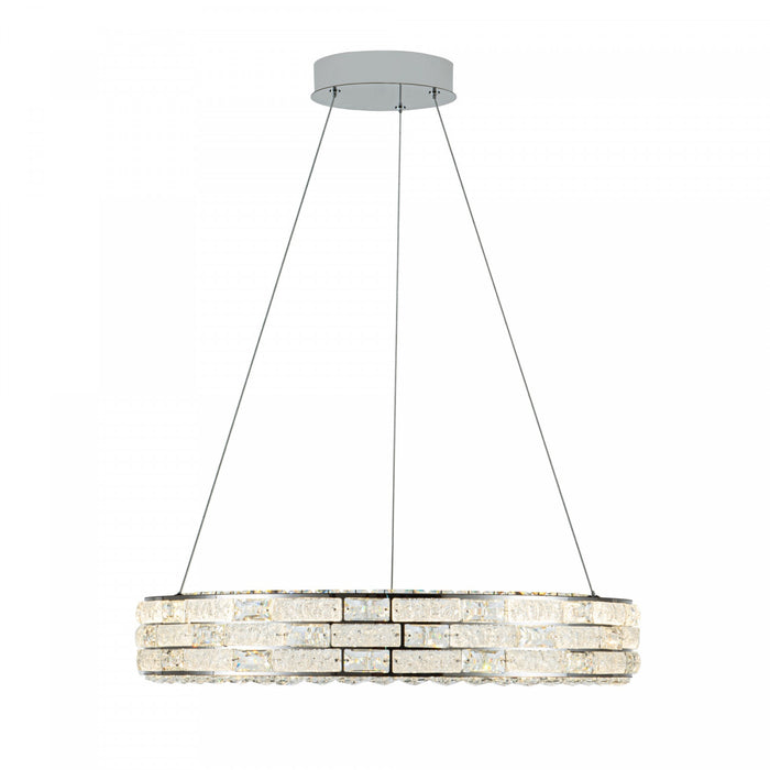 Lustre A Del Integrees Elegance 24 po, Chrome Avec Verres En Cristal