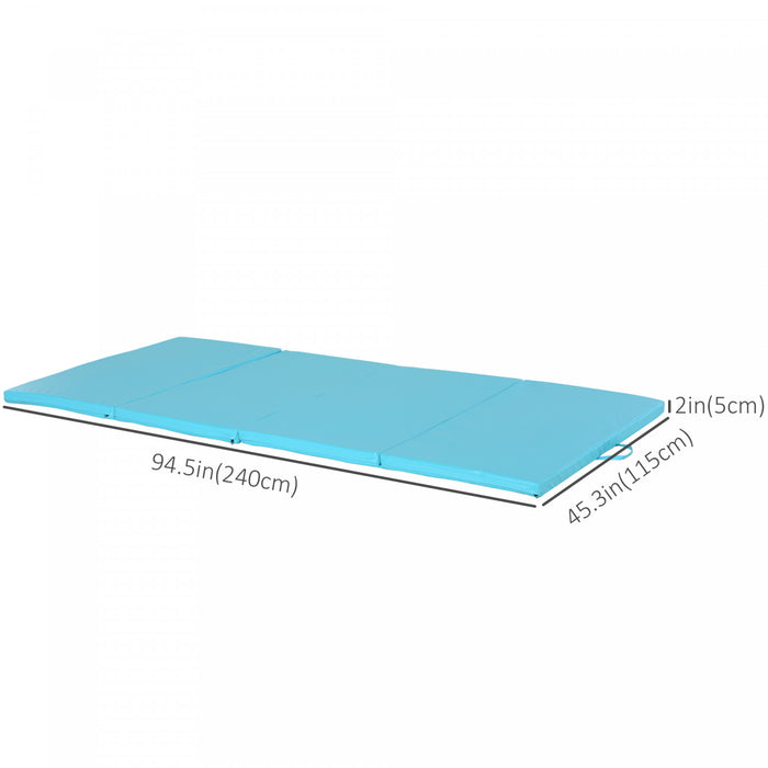 Soozier 4 Pi X 8 Pi X 2 Po En Cuir Pu Tapis De Gymnastique Tumbling Gym Arts Pliage Yoga Coussin D'exercice 4 Panneaux (bleu, 4'x8')