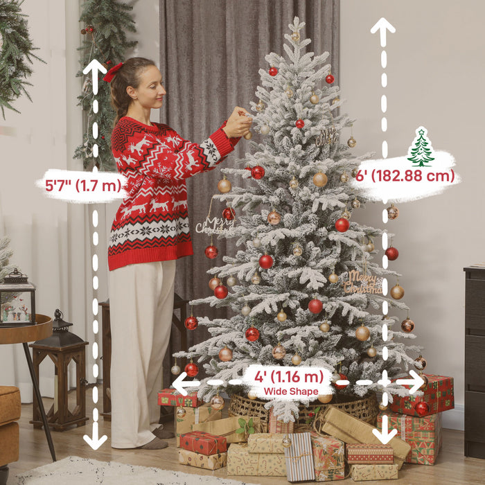 HOMCOM Sapin de Noel 6pi, Sapin Floque Complet, Montage Facile